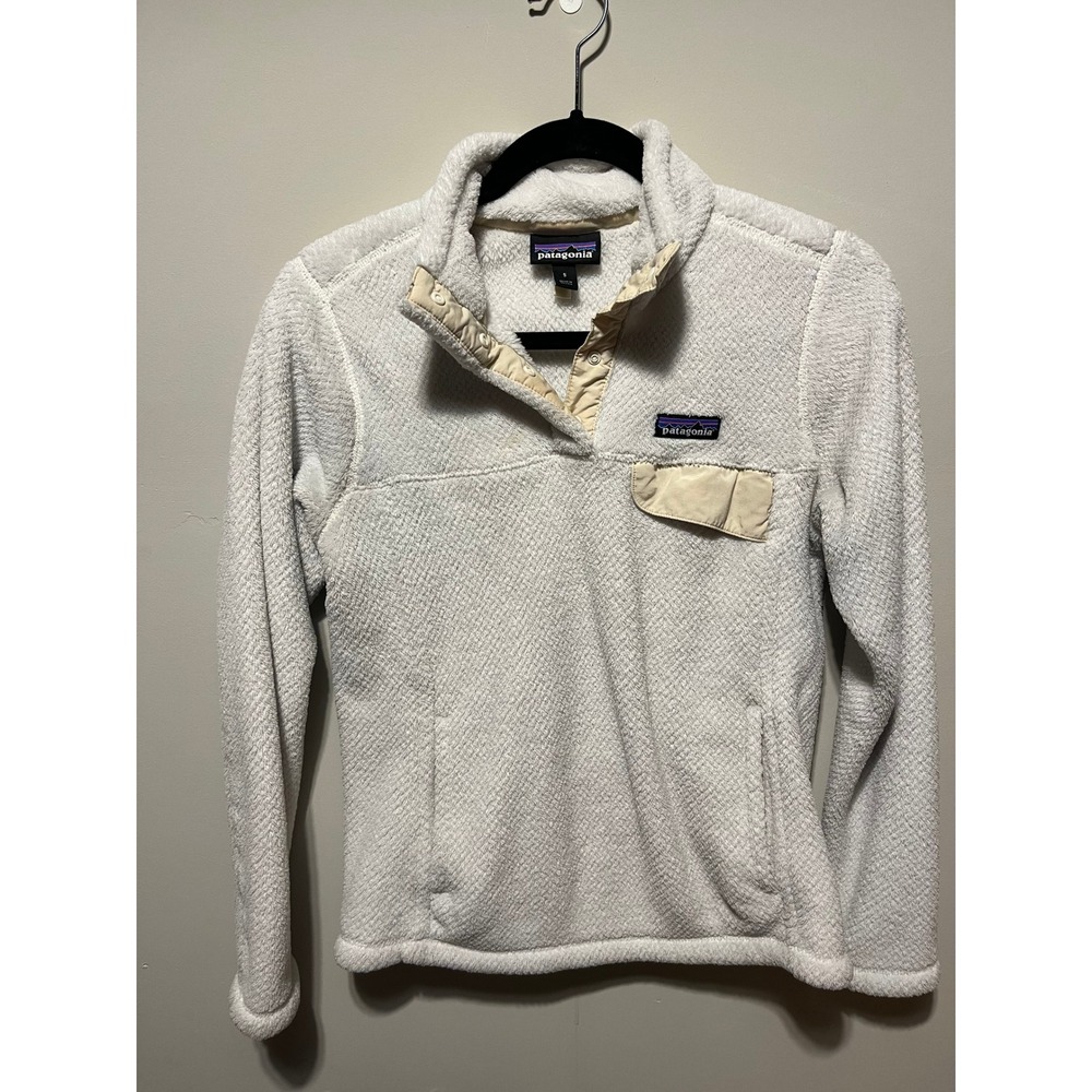 Patagonia Re-Tool Snap-T Fleece Pullover Cream White Women Small 25442